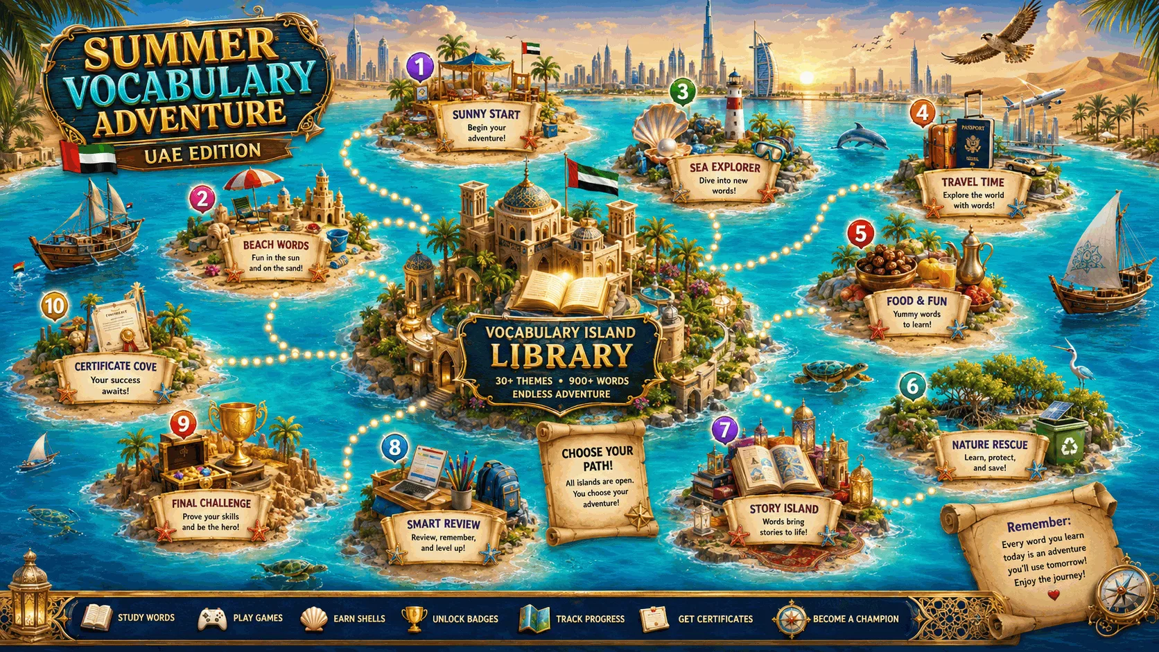Summer Vocabulary Adventure map